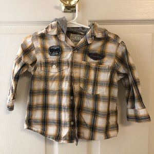 Children’s place 18 months plaid hooded button up top